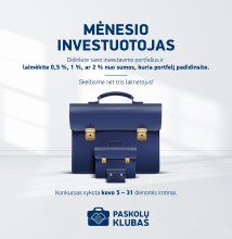 NAUJAS KONKURSAS INVESTUOTOJAMS: laimėk iki 2 proc. nuo sumos, kuria padidinsi savo investavimo portfelį!